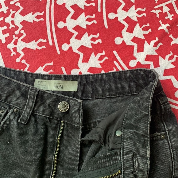 Topshop Moto Mom jeans, high Rise, black grey wash, W25, L28 Tapered leg - Picture 4 of 7